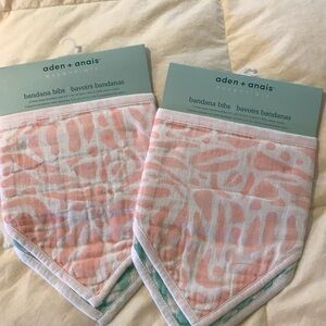 Aden + Anais Essentials Bandana Bibs. Two pack each, in soft pink and aqua.